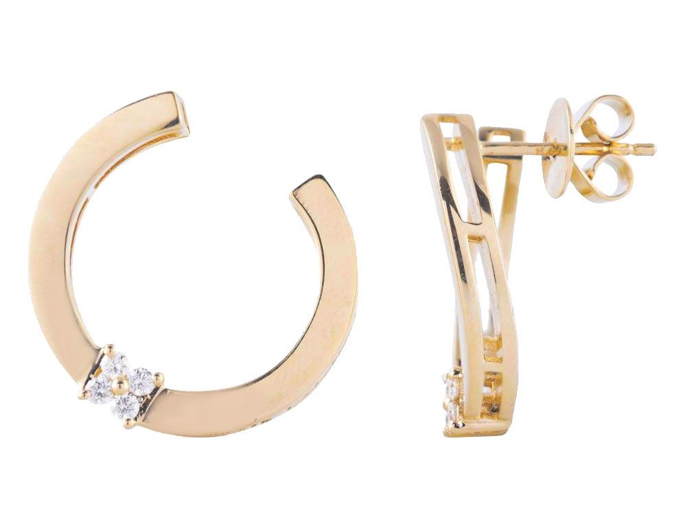 Diamond Earrings - 14 KT Yellow Gold