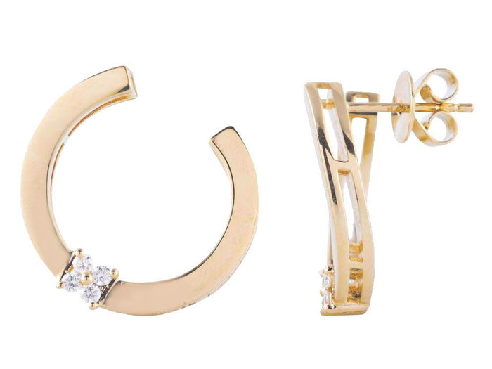 Diamond Earrings - 14 KT Yellow Gold