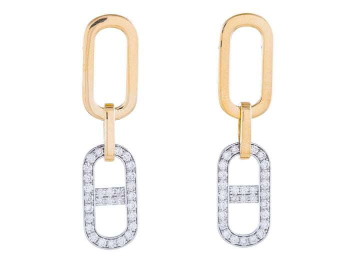 Diamond Earrings - 14 KT White and Yellow Gold