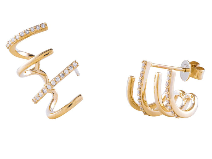 Diamond Earrings - 14 KT Yellow Gold