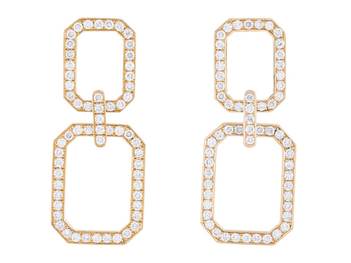 Diamond Earrings - 14 KT Yellow Gold