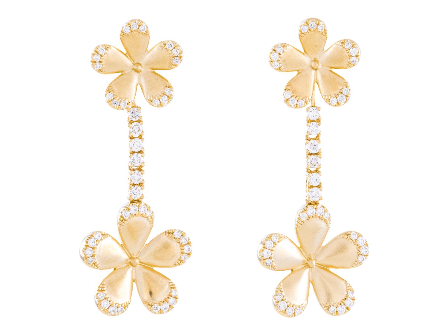 Diamond Earrings - 14 KT Yellow Gold