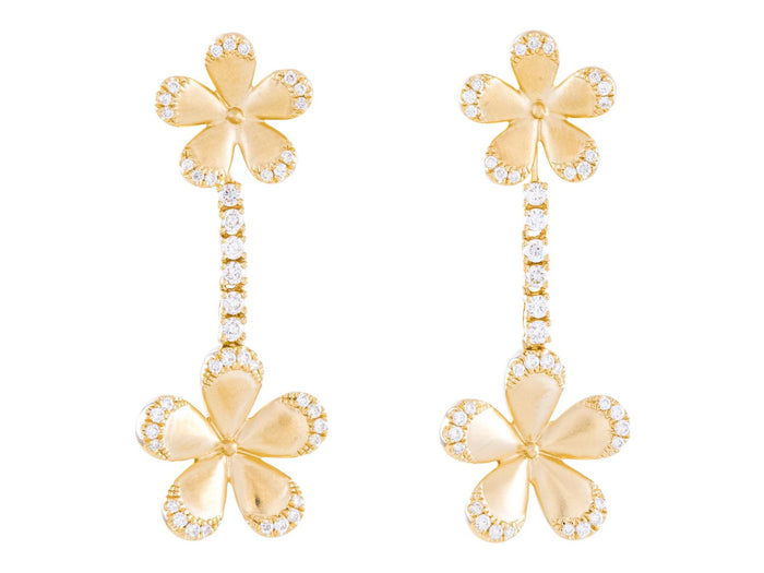 Diamond Earrings - 14 KT Yellow Gold