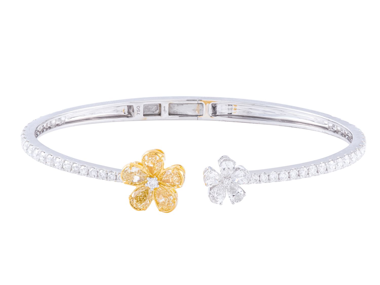 Diamond Bangle - 18 KT White and Yellow Gold
