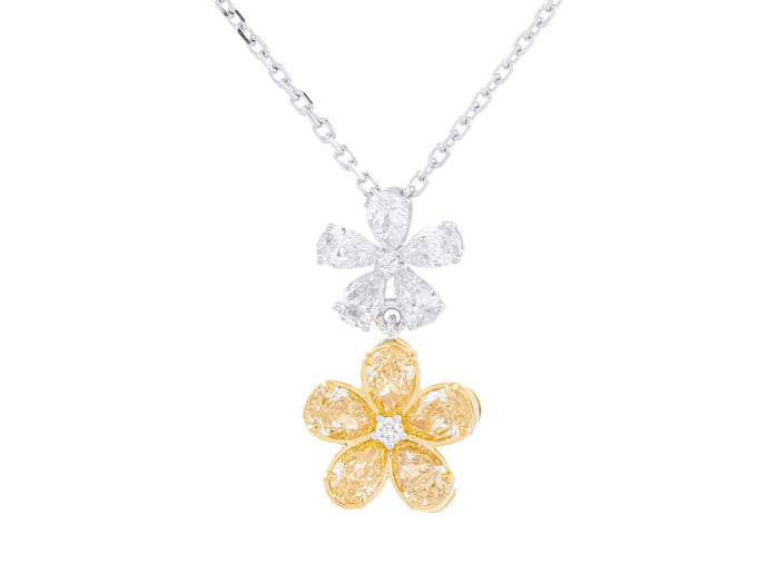 Diamond Necklace - 18 KT White and Yellow Gold