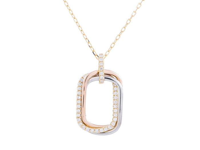 Diamond Necklace - 14 KT Rose White and Yellow Gold