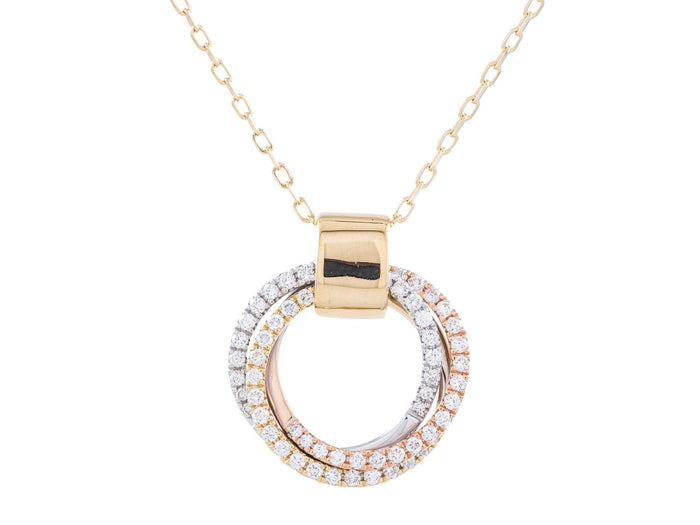 Diamond Necklace - 14 KT Rose White and Yellow Gold