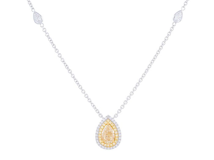 Diamond Necklace - 18 KT White and Yellow Gold