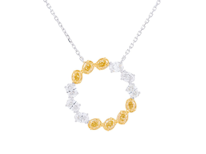 Diamond Necklace - 18 KT White and Yellow Gold