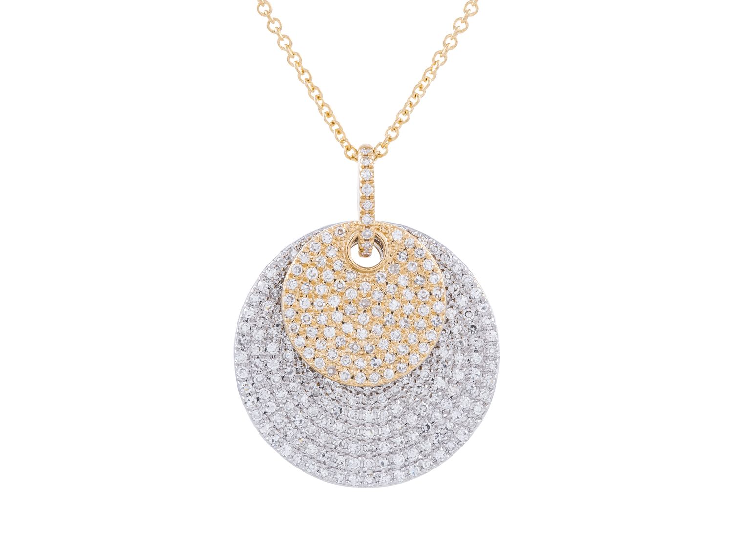Diamond Necklace - 14 KT White and Yellow Gold