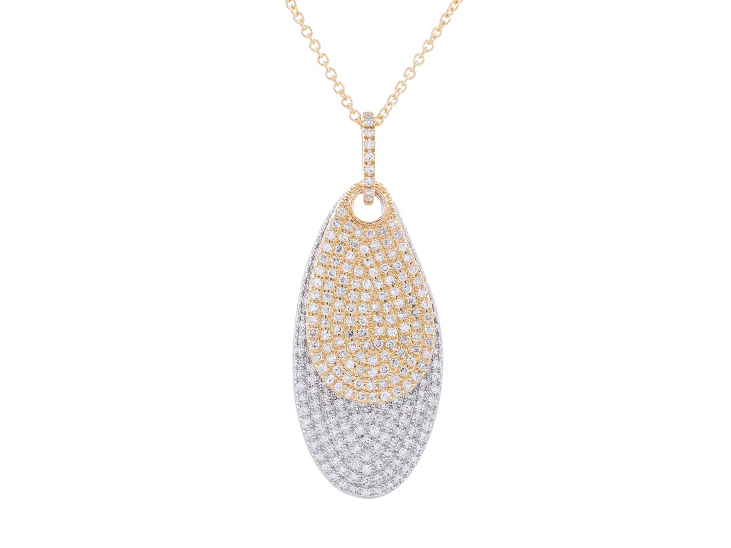 Diamond Necklace - 14 KT White and Yellow Gold