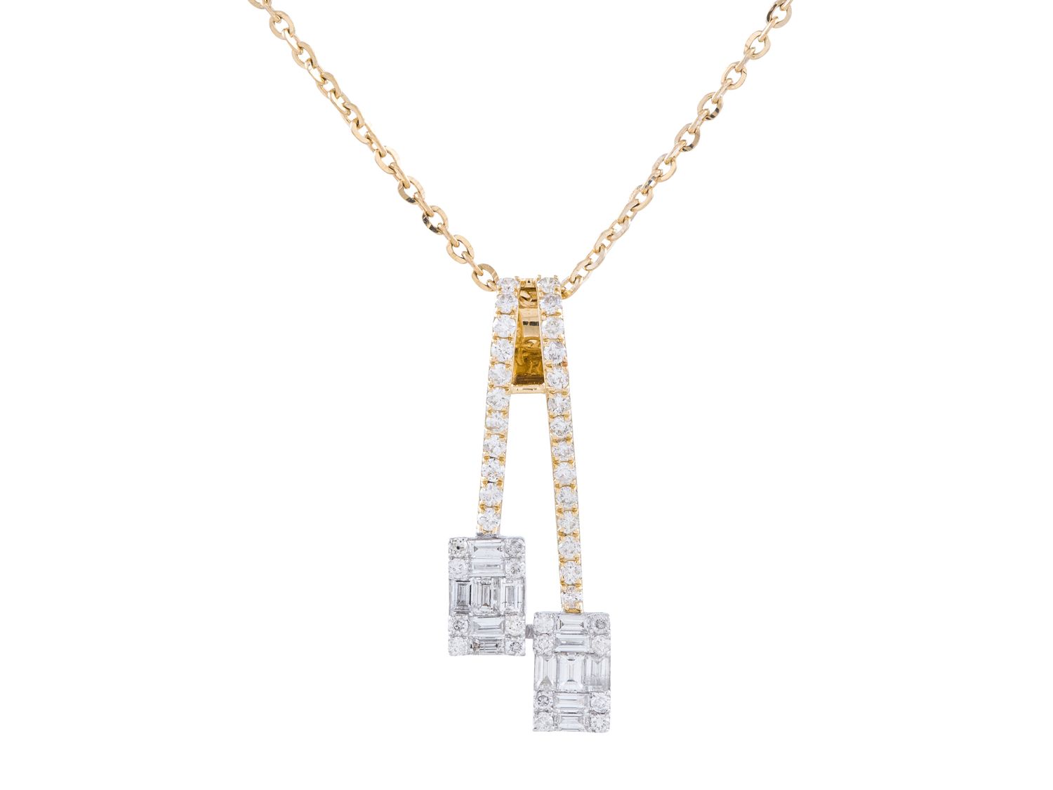 Diamond Necklace - 14 KT White and Yellow Gold