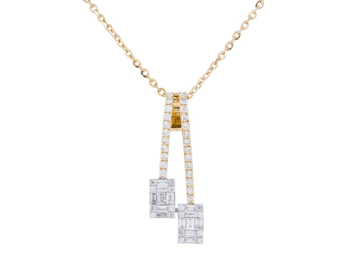 Diamond Necklace - 14 KT White and Yellow Gold