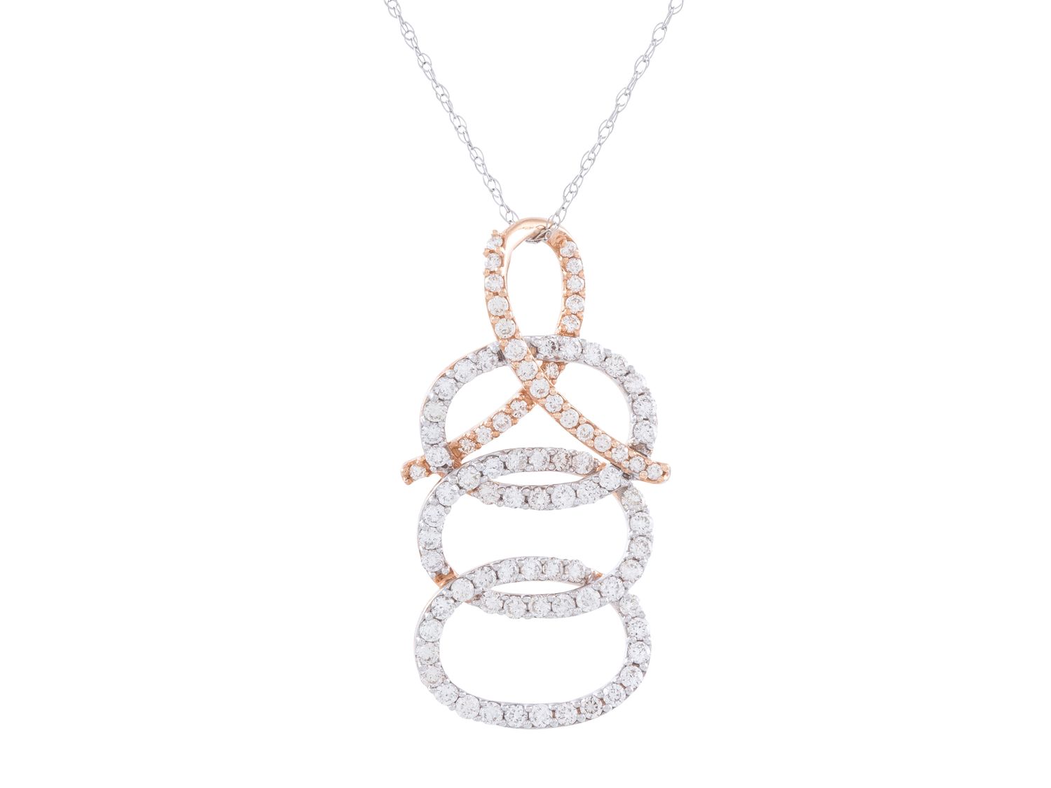 Diamond Necklace - 14 KT Rose and White Gold
