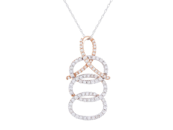 Diamond Necklace - 14 KT Rose and White Gold