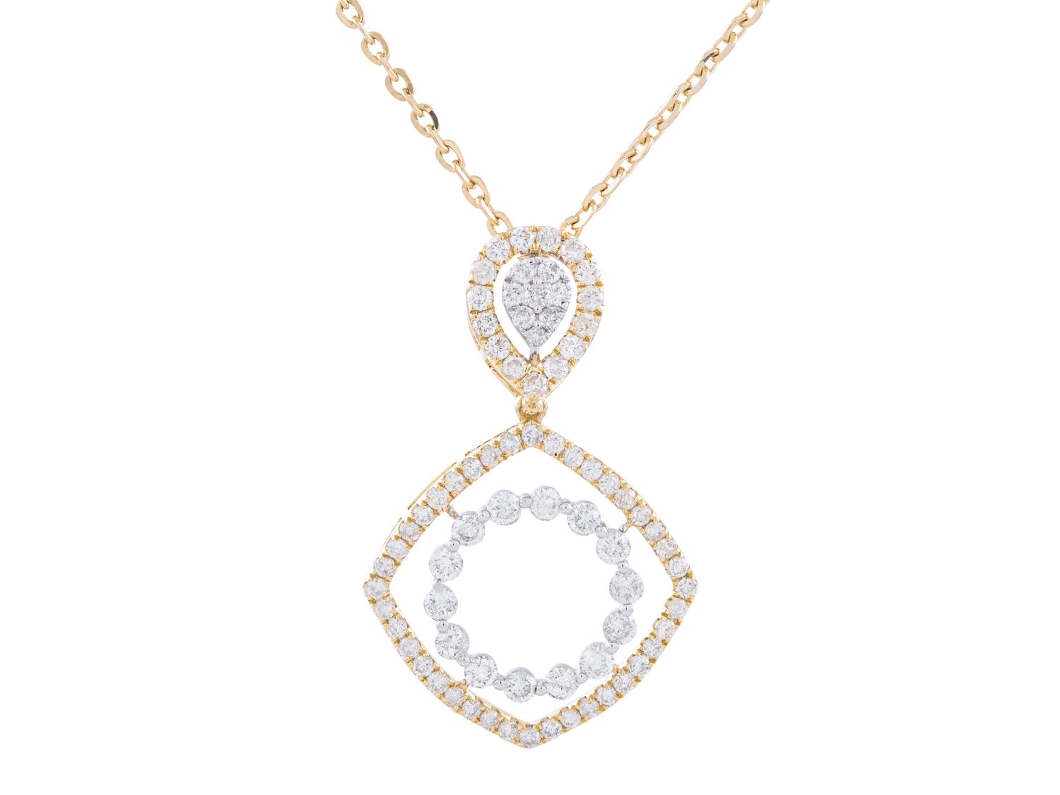 Diamond Necklace - 14 KT White and Yellow Gold
