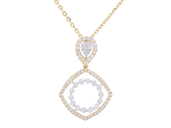 Diamond Necklace - 14 KT White and Yellow Gold