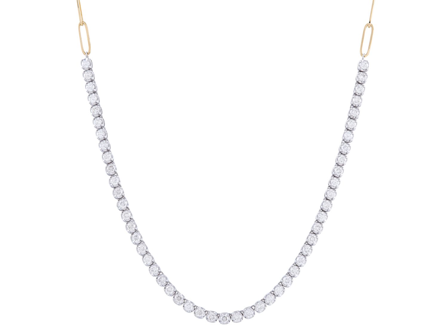 Diamond Necklace - 14 KT White and Yellow Gold