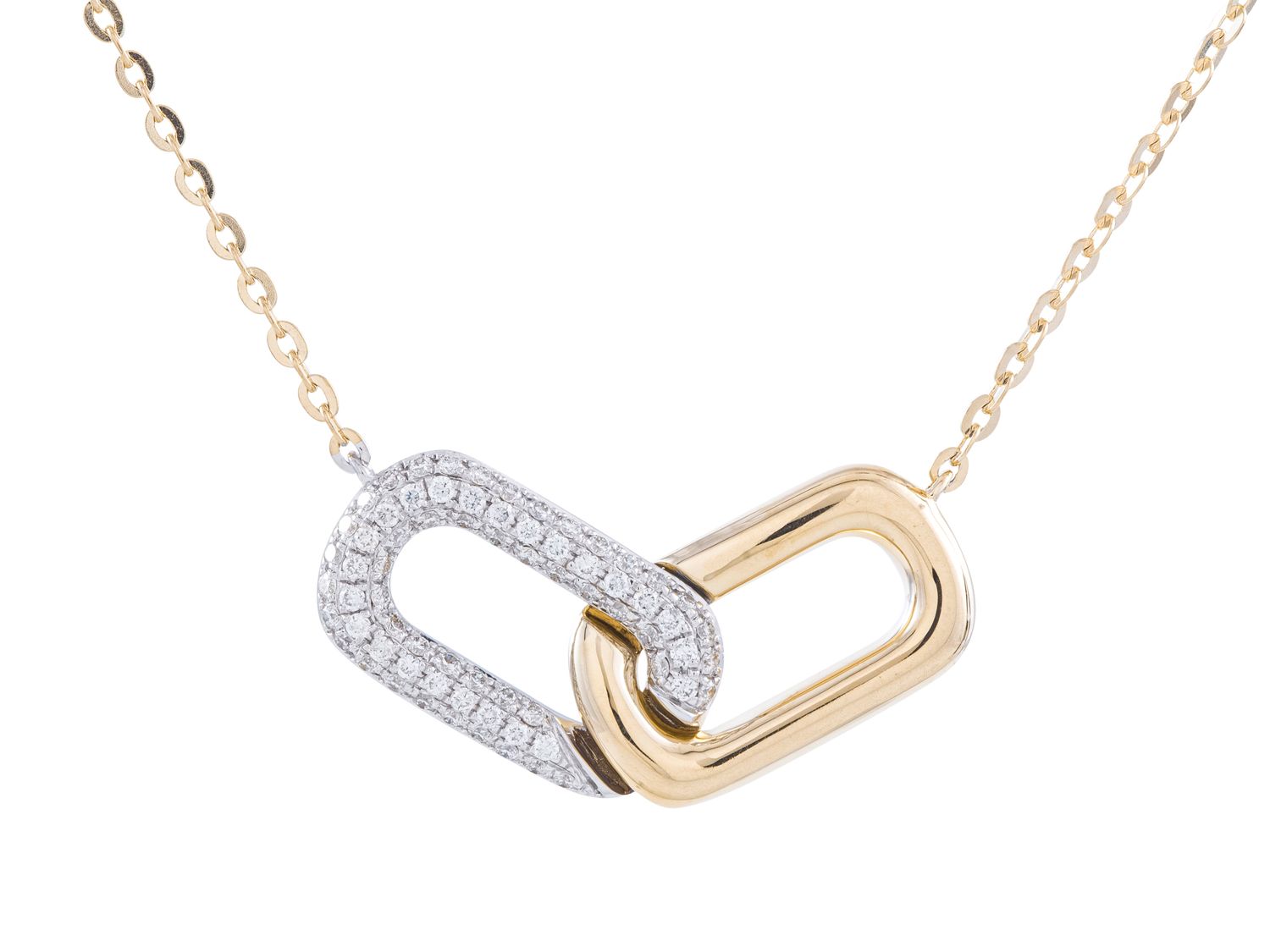 Diamond Necklace - 14 KT White and Yellow Gold