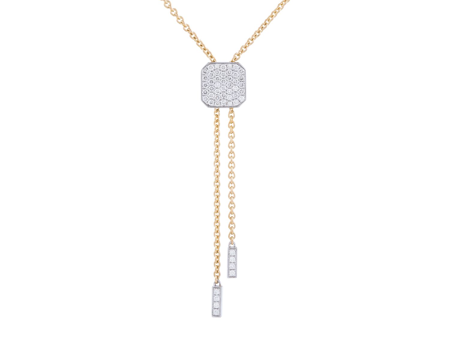 Diamond Necklace - 14 KT White and Yellow Gold