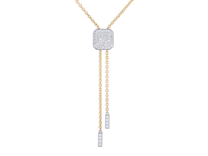 Diamond Necklace - 14 KT White and Yellow Gold