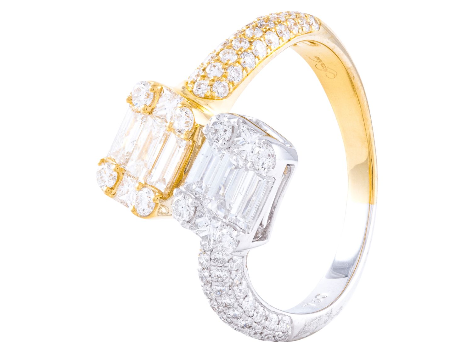 Diamond Ring - 18 KT White and Yellow Gold