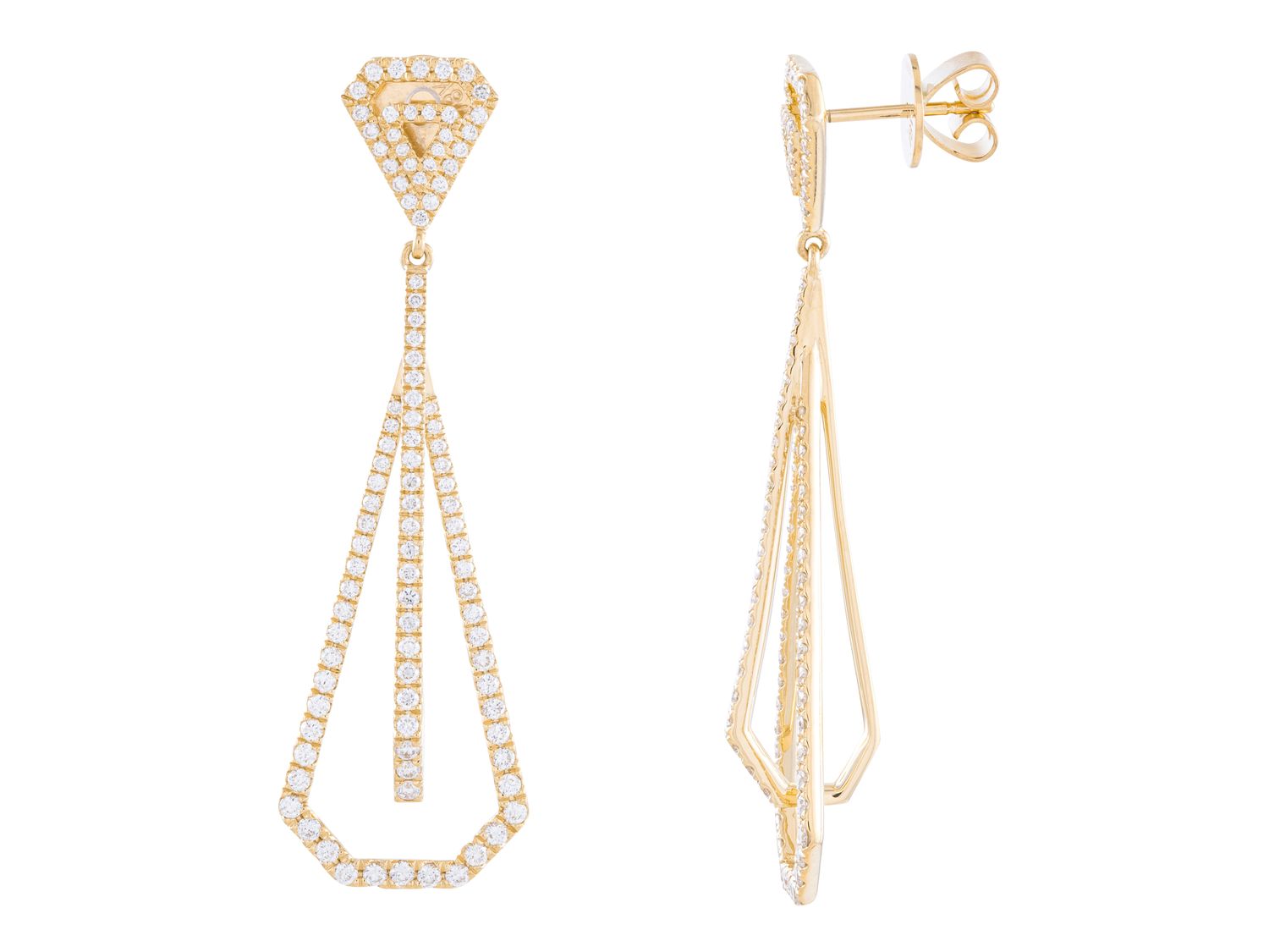 Diamond Earrings - 18 KT Yellow Gold