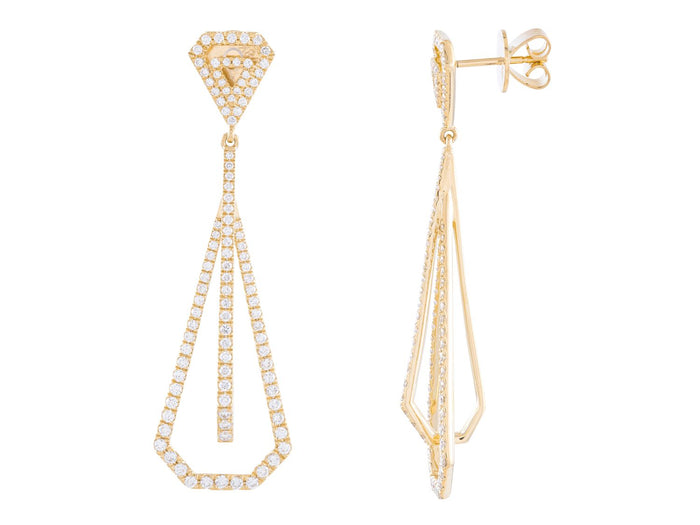 Diamond Earrings - 18 KT Yellow Gold