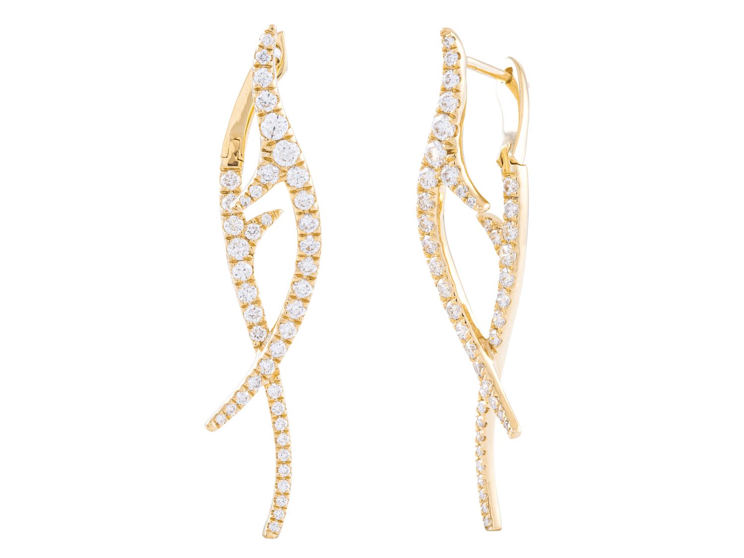 Diamond Earrings - 18 KT Yellow Gold