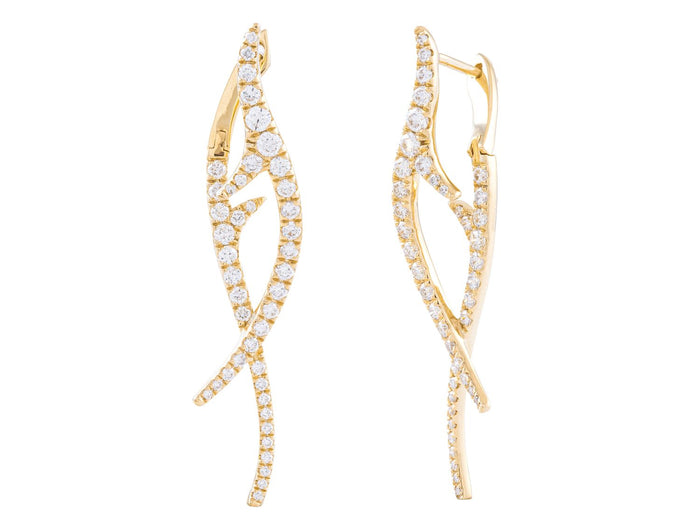 Diamond Earrings - 18 KT Yellow Gold