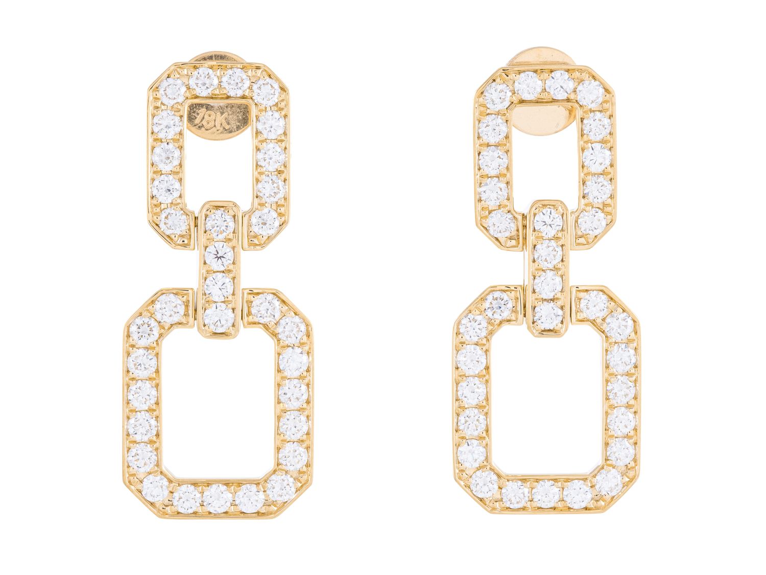 Diamond Earrings - 18 KT Yellow Gold