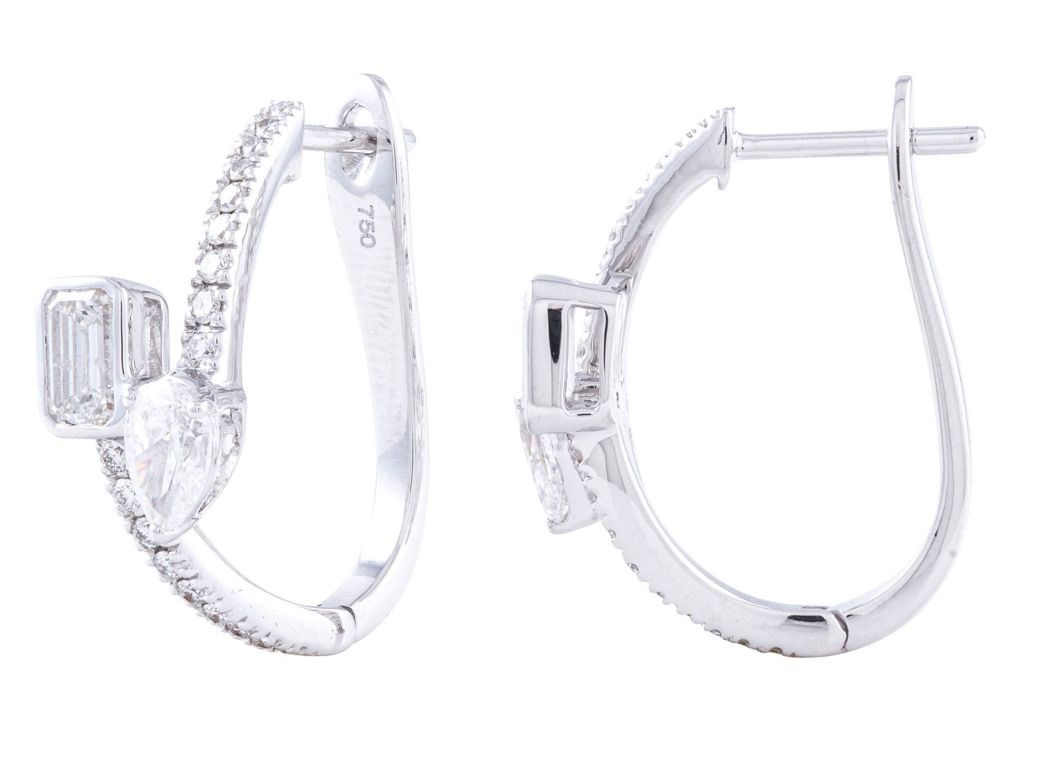 Diamond Earrings - 18 KT White Gold