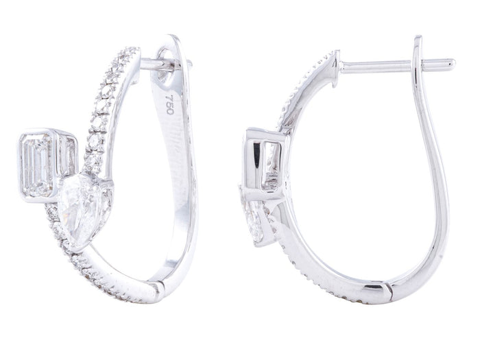 Diamond Earrings - 18 KT White Gold