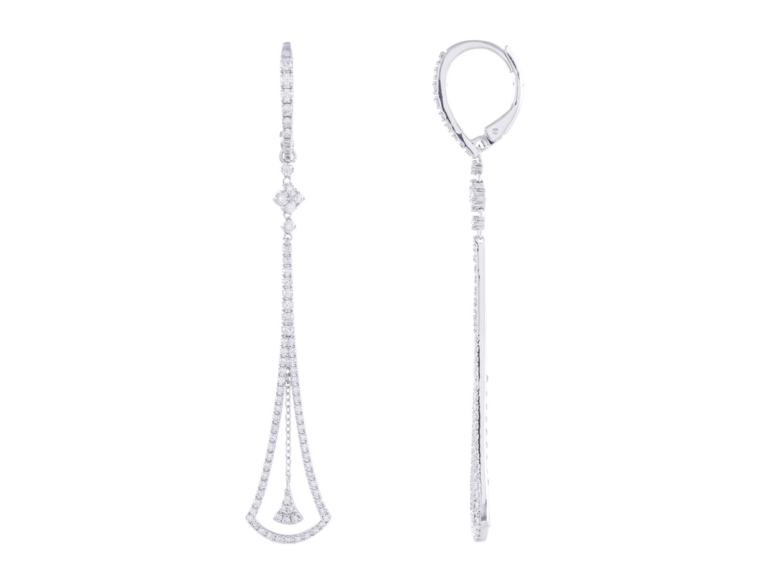 Diamond Earrings - 14 KT White Gold