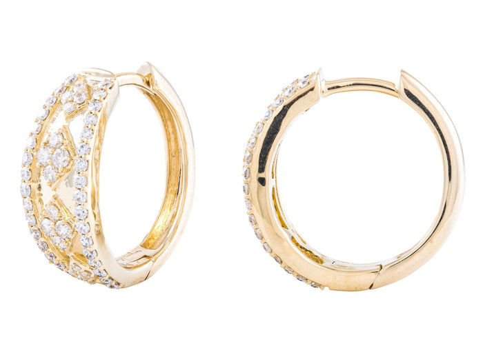 Diamond Earrings - 14 KT Yellow Gold