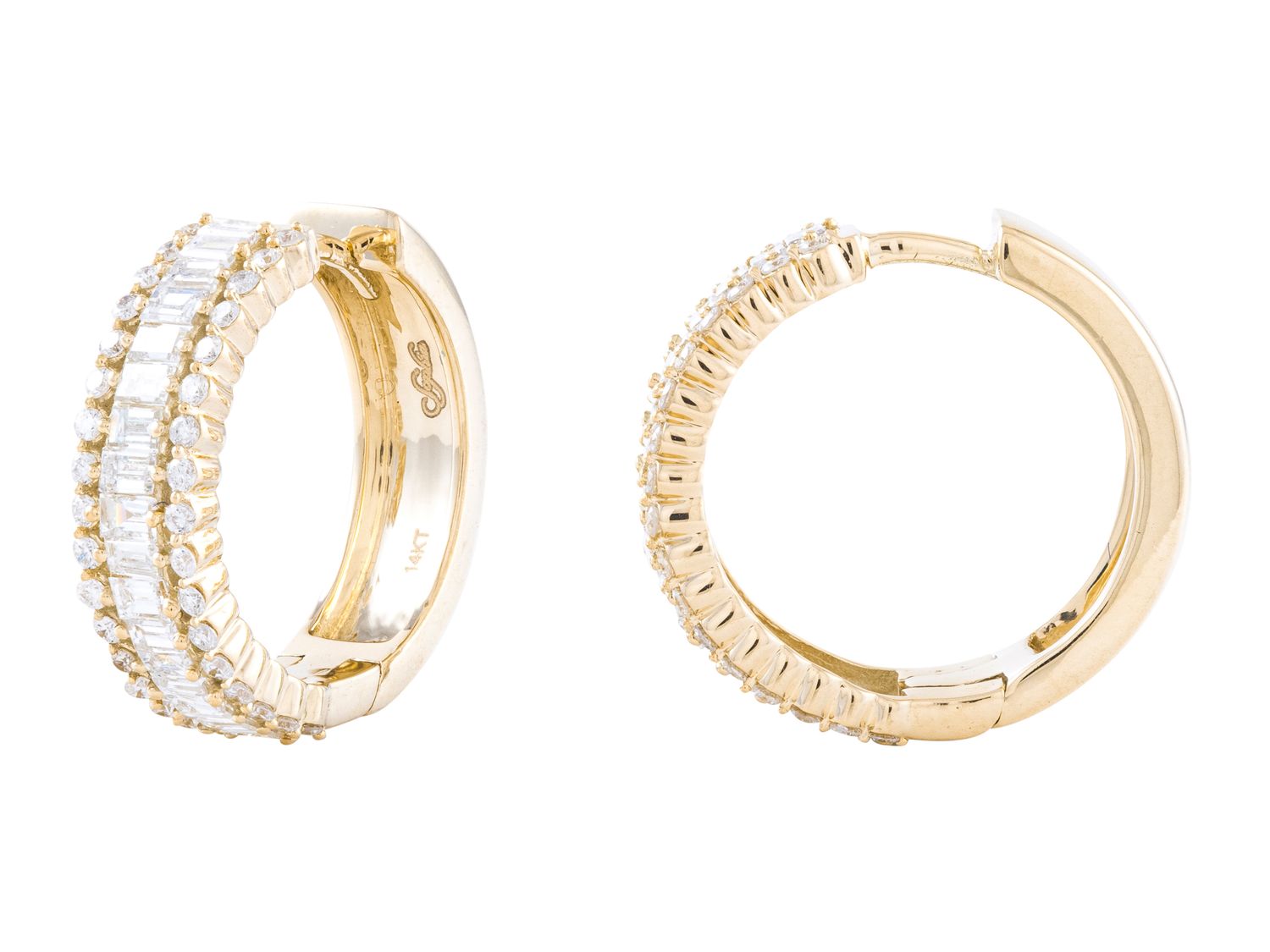 Diamond Earrings - 14 KT Yellow Gold