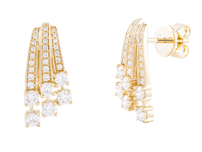 Diamond Earrings - 14 KT Yellow Gold
