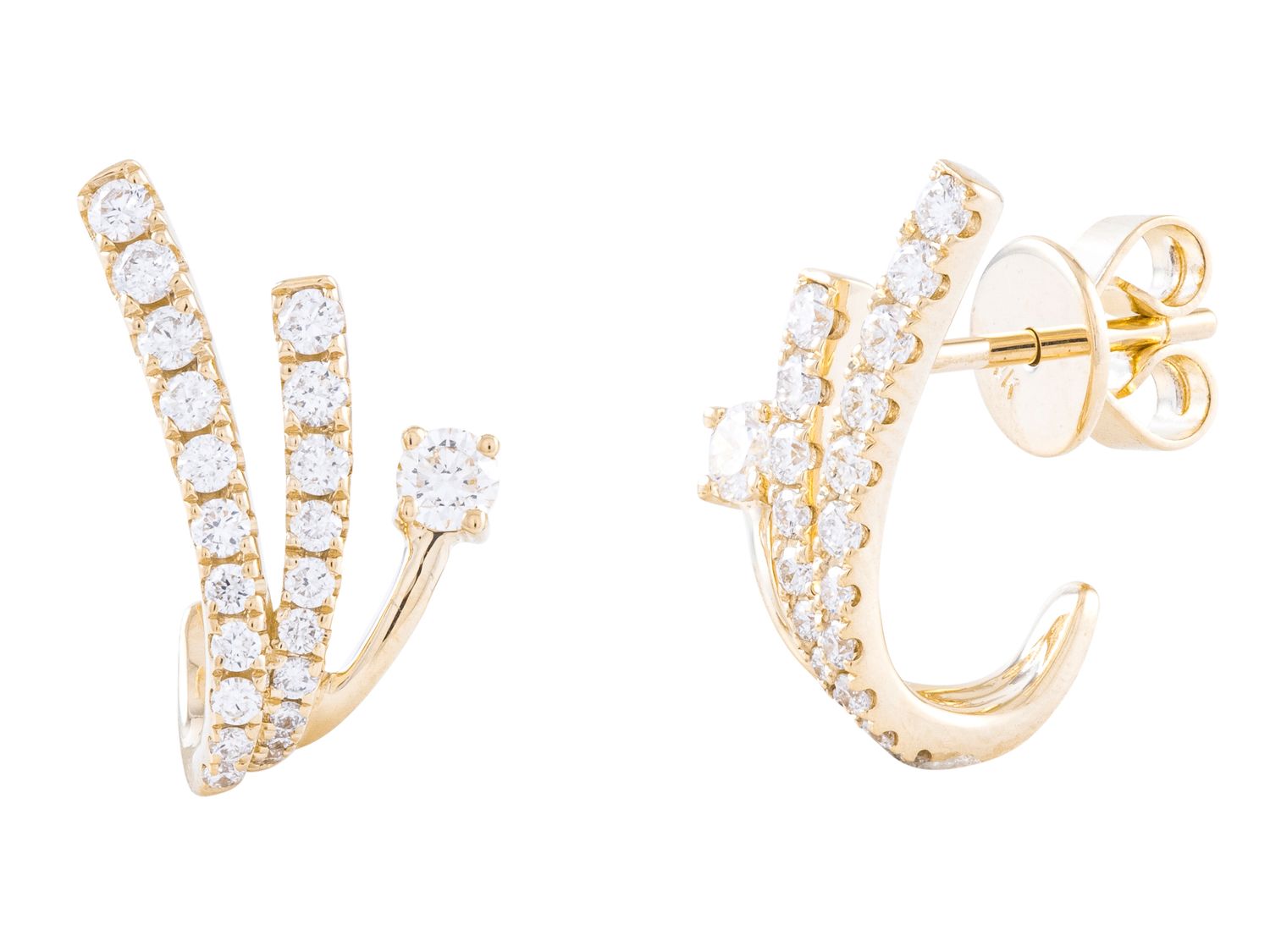 Diamond Earrings - 14 KT Yellow Gold