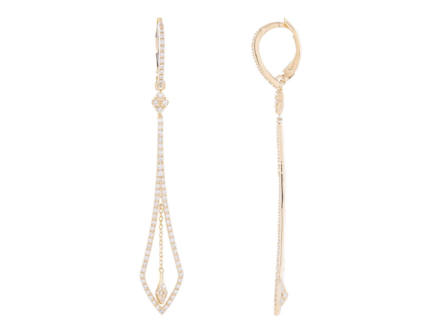 Diamond Earrings - 14 KT Yellow Gold