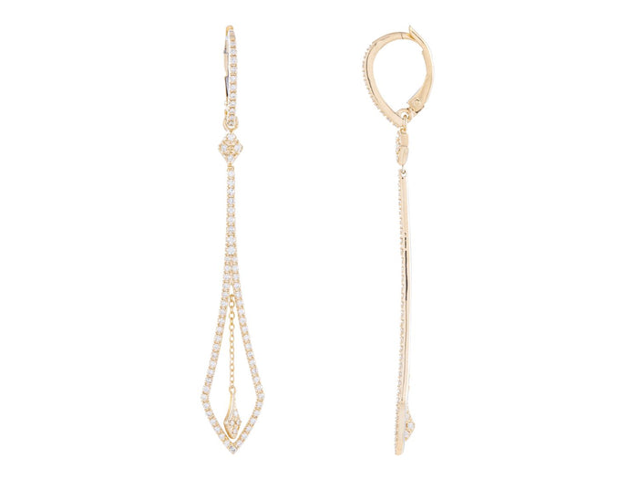 Diamond Earrings - 14 KT Yellow Gold