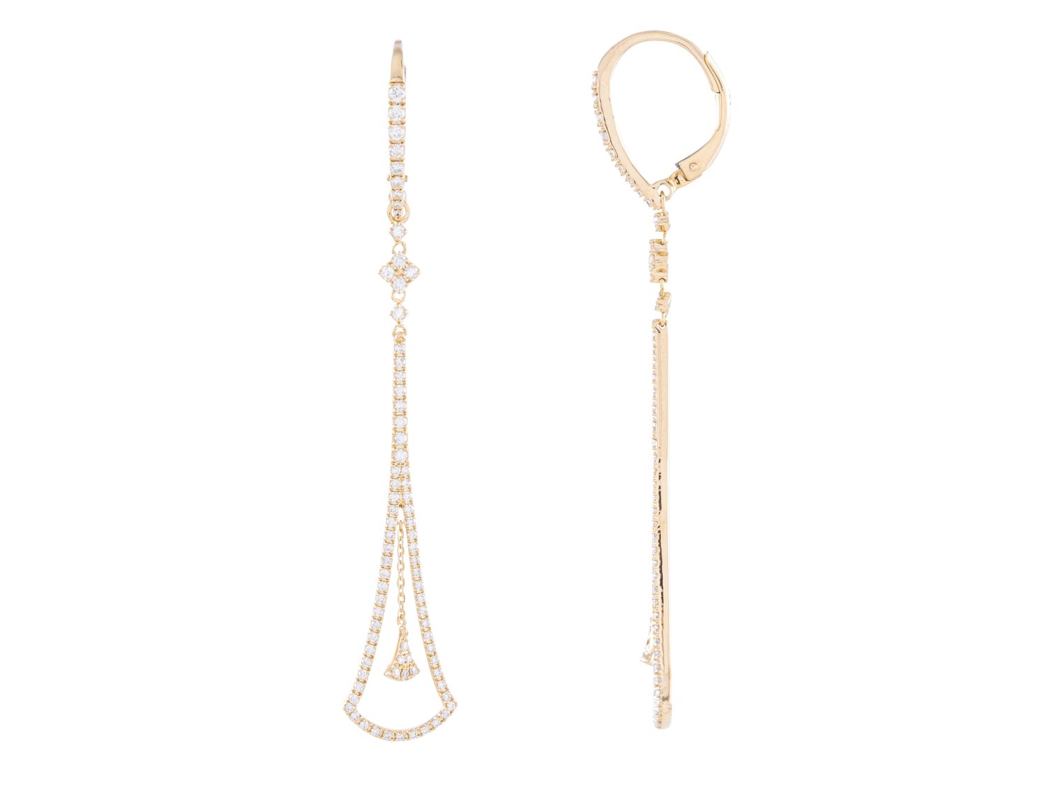 Diamond Earrings - 14 KT Yellow Gold
