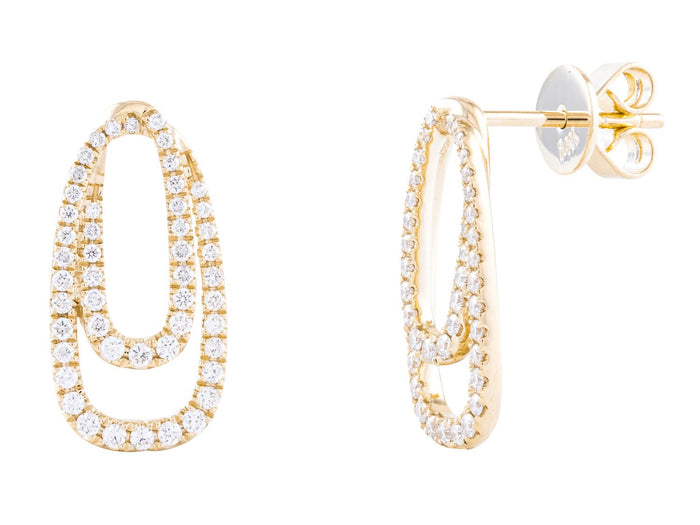 Diamond Earrings - 14 KT Yellow Gold