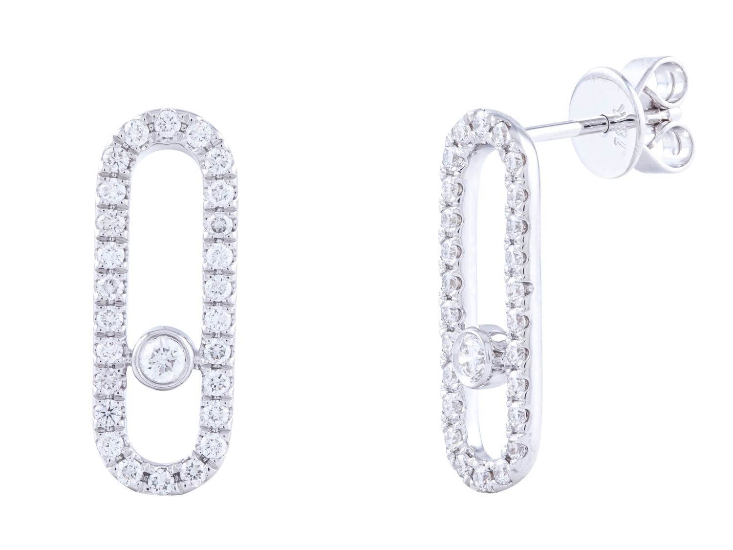 Diamond Earrings - 18 KT White Gold