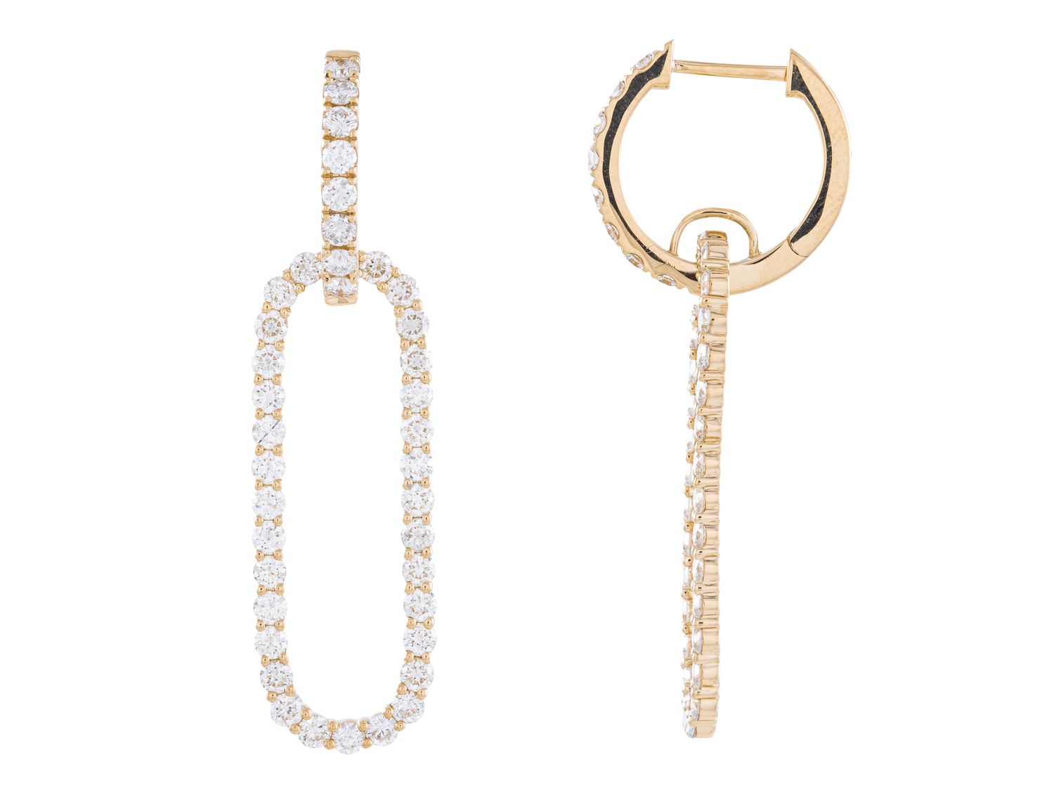 Diamond Earrings - 14 KT Yellow Gold