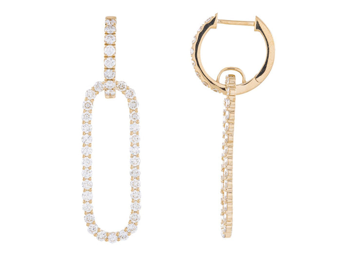 Diamond Earrings - 14 KT Yellow Gold