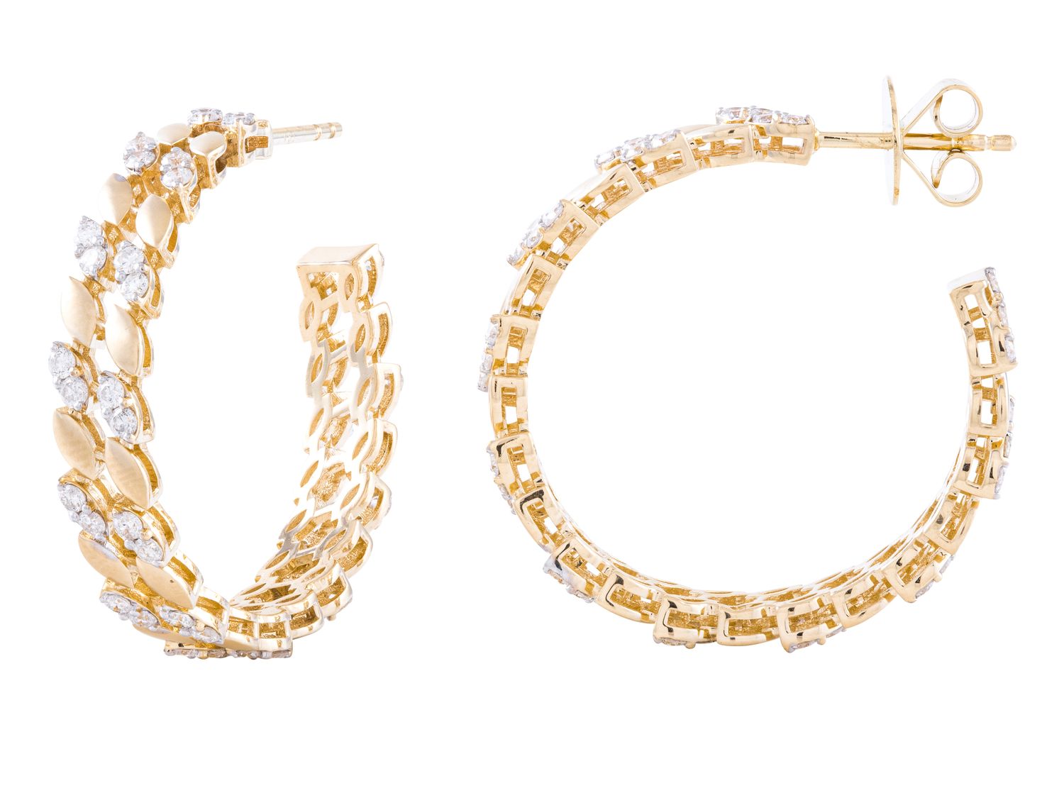 Diamond Earrings - 14 KT Yellow Gold