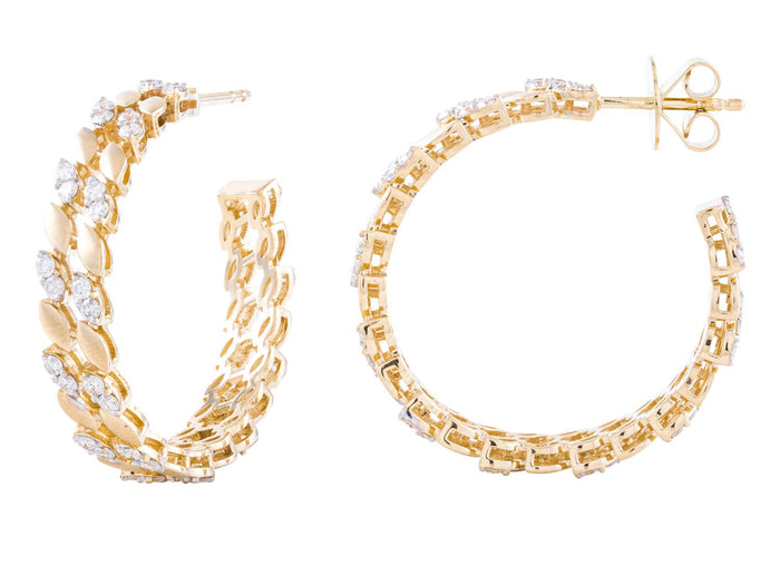Diamond Earrings - 14 KT Yellow Gold