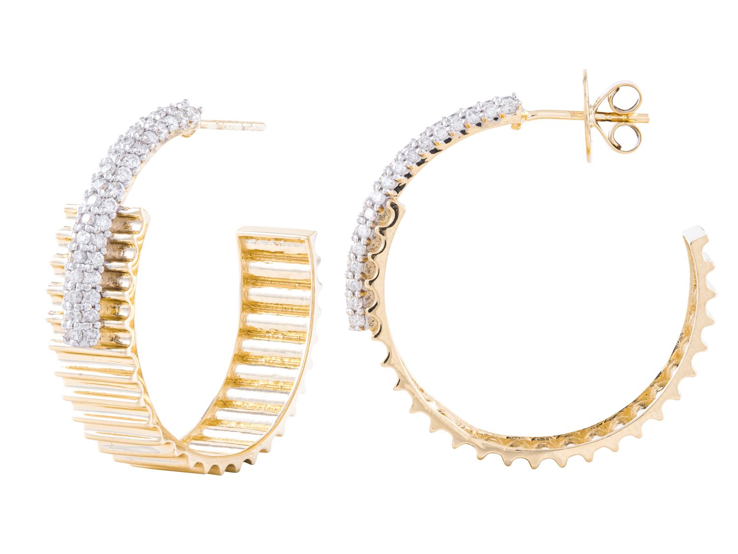 Diamond Earrings - 14 KT Yellow Gold