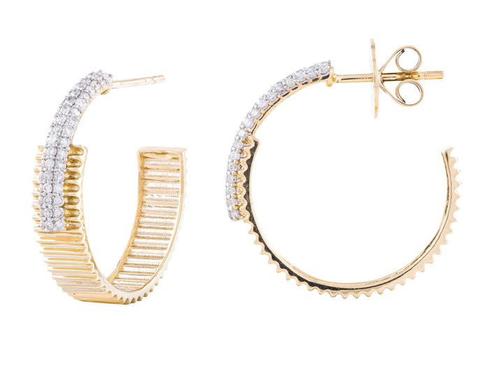 Diamond Earrings - 14 KT Yellow Gold
