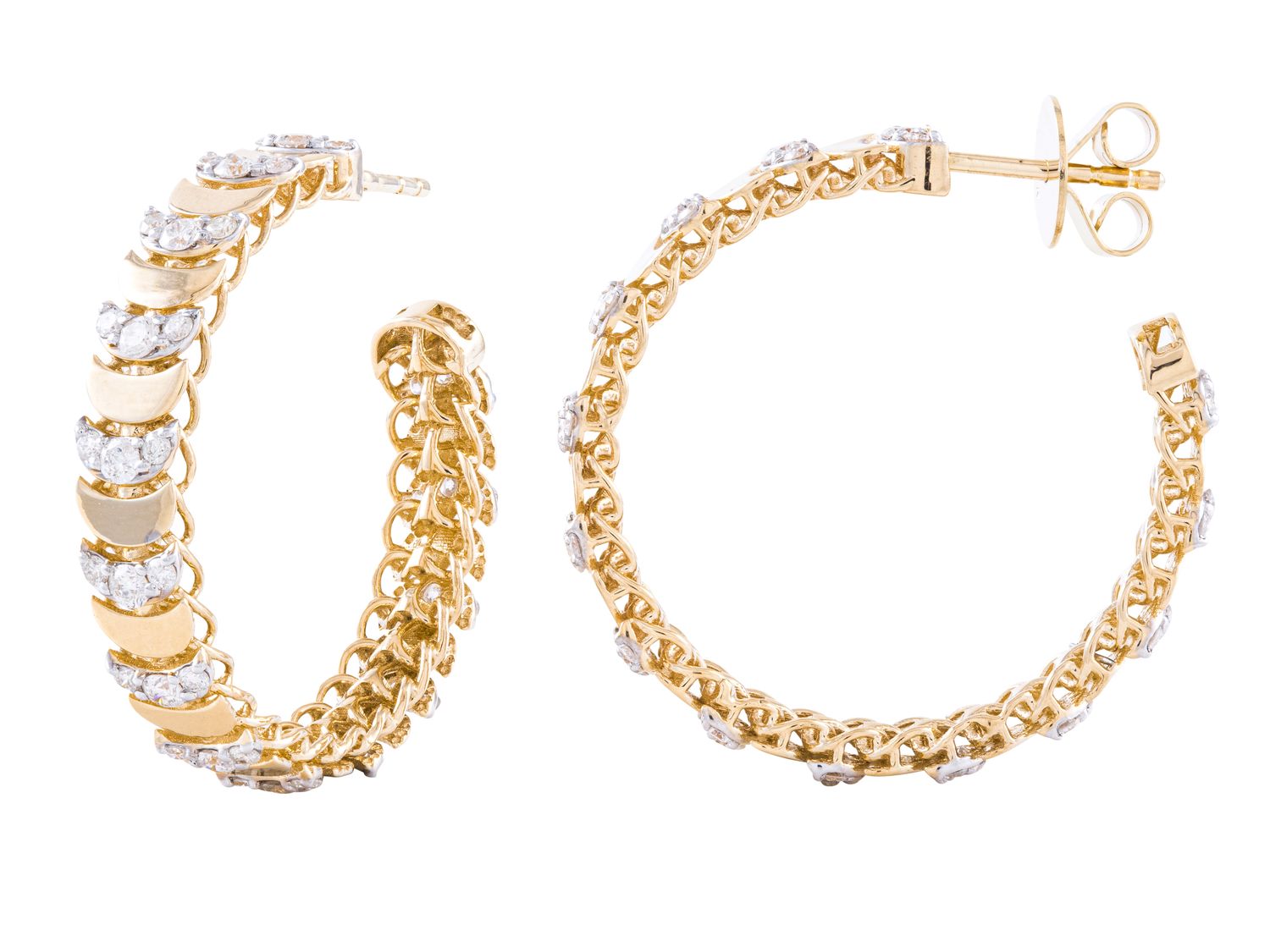 Diamond Earrings - 14 KT Yellow Gold